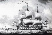 Francis Swaine A drawing of a British two-decker off Calshot Castle Germany oil painting reproduction